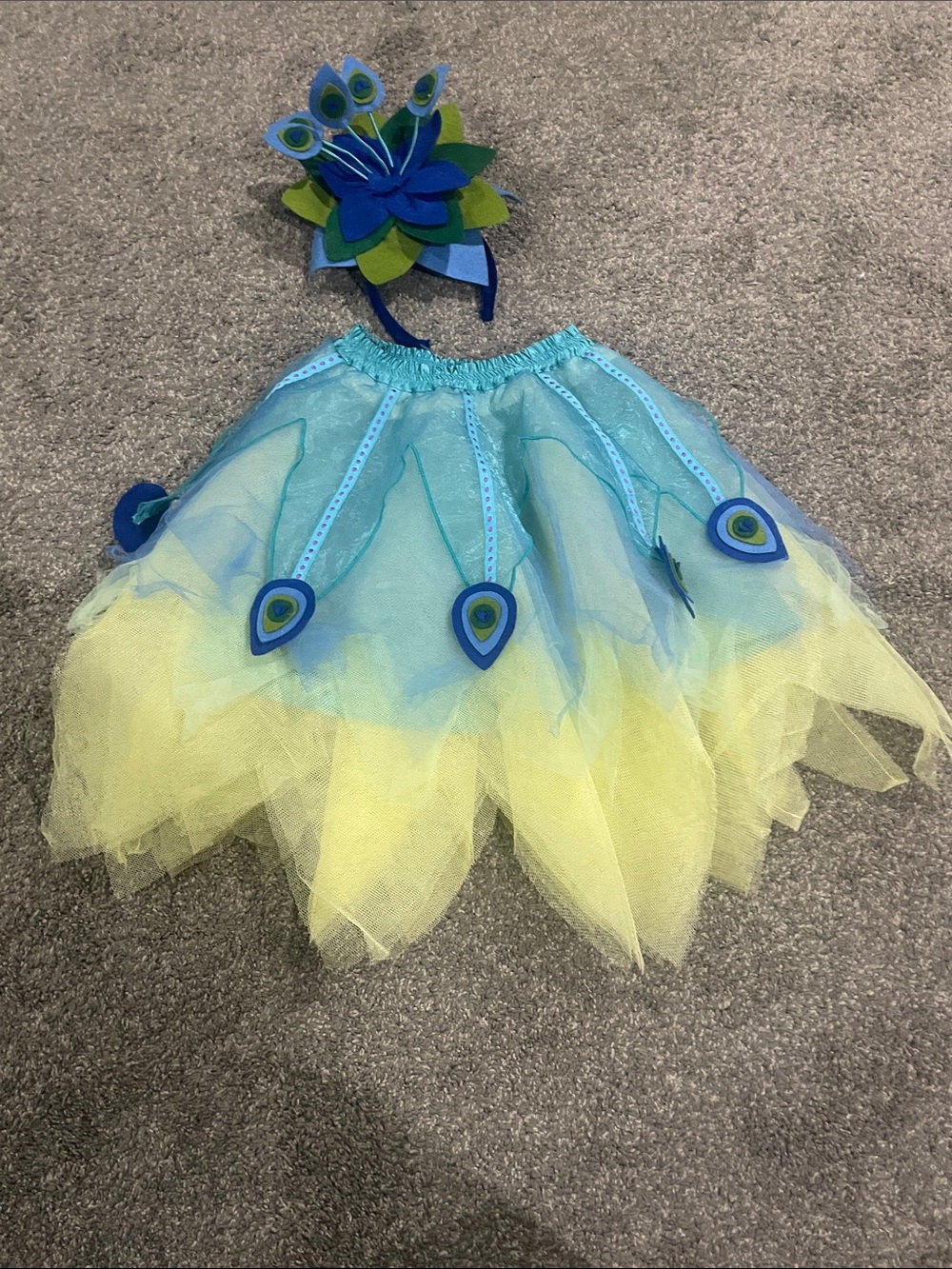 Pottery Barn Kids Peacock Tutu Costume Skirt and Headband - Size 4-6